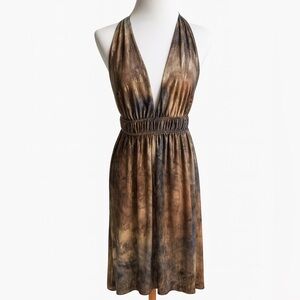 Elegant Brown Halter Dress